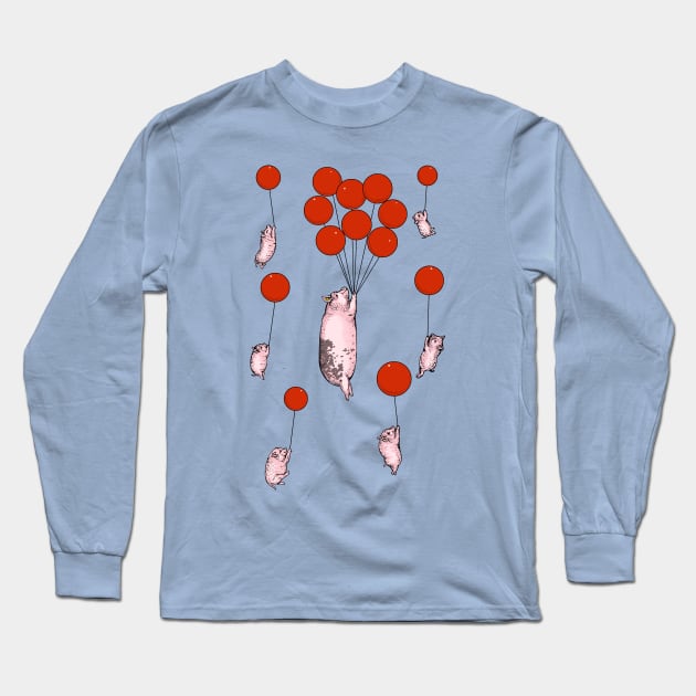 I Believe I Can Fly Pigs Long Sleeve T-Shirt by huebucket